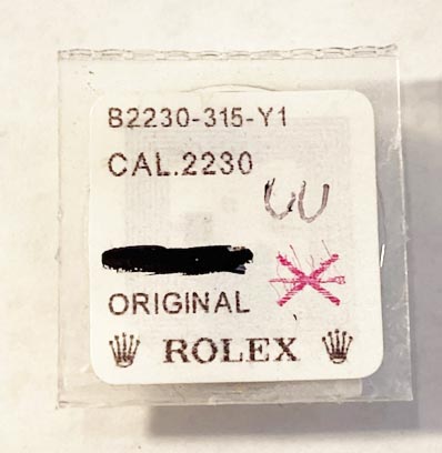 Rolex Cal. 2230-310/315, Barrel Complete With Mainspring and arbor.
