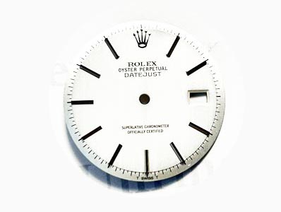 Rolex Datejust dial, silver “pie pan”. For ref 1600 and 1601. (K2-R3-1)