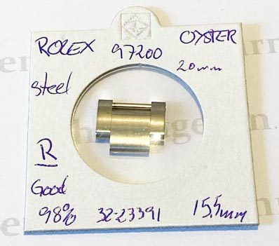 Rolex oyster steel link, 97200. 15.5mm. Very good condition.